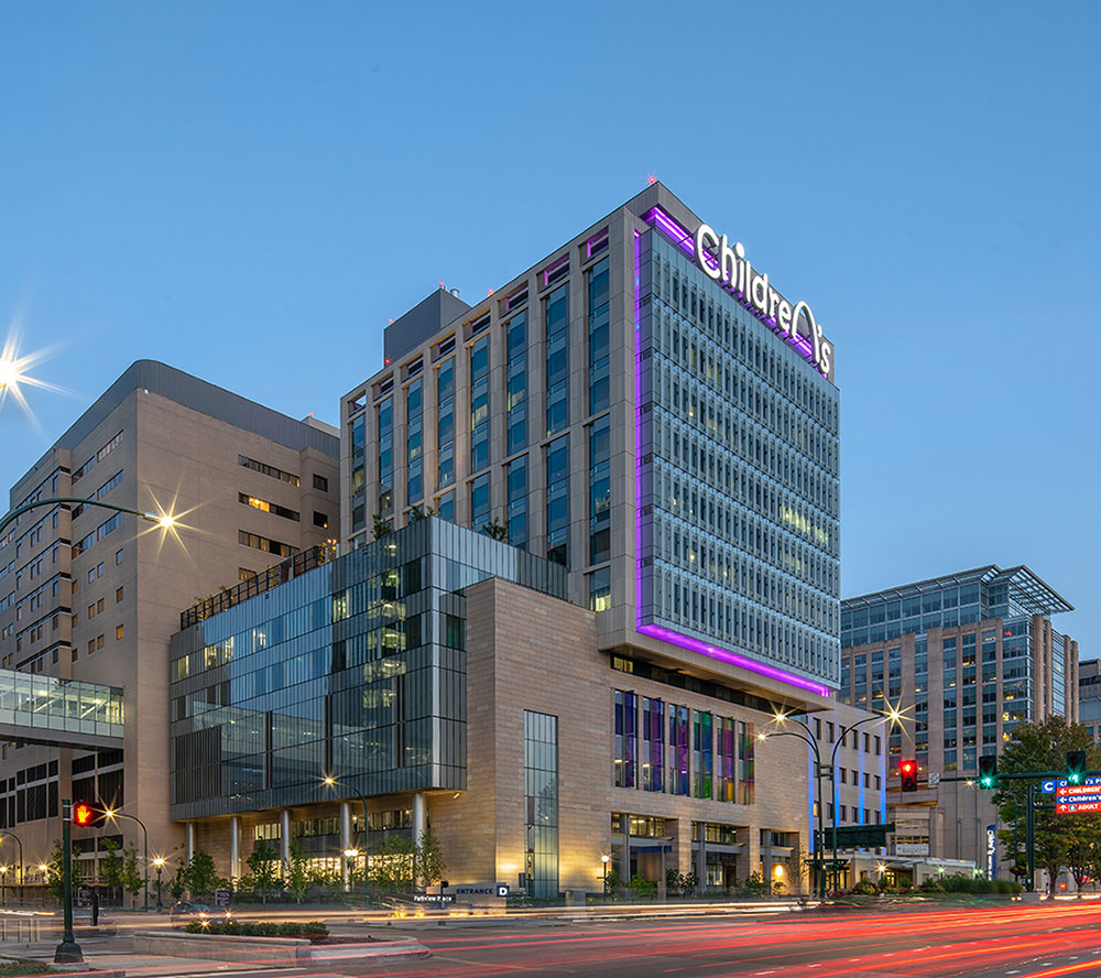 Exterior building shot of St. Louis Children's