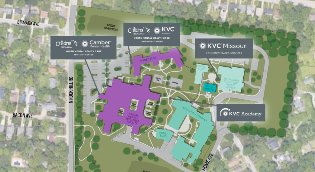 Map of the KVC Missouri Children's Mental Wellness Campus