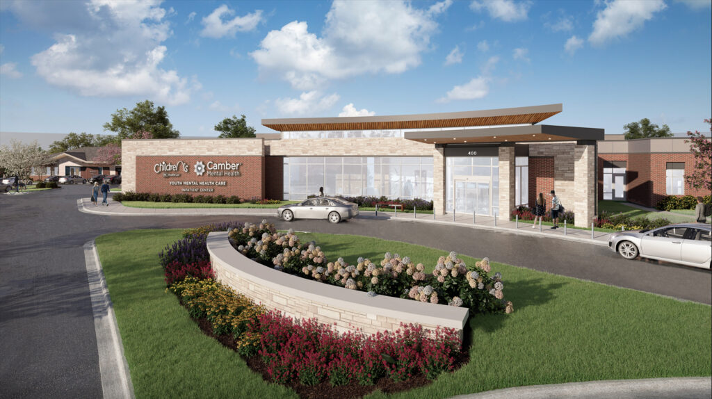 The entrance of the St. Louis Children's and Camber Mental Health inpatient center