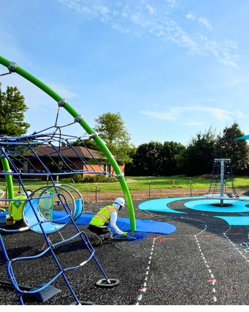 Construction finishes on the refreshed playground